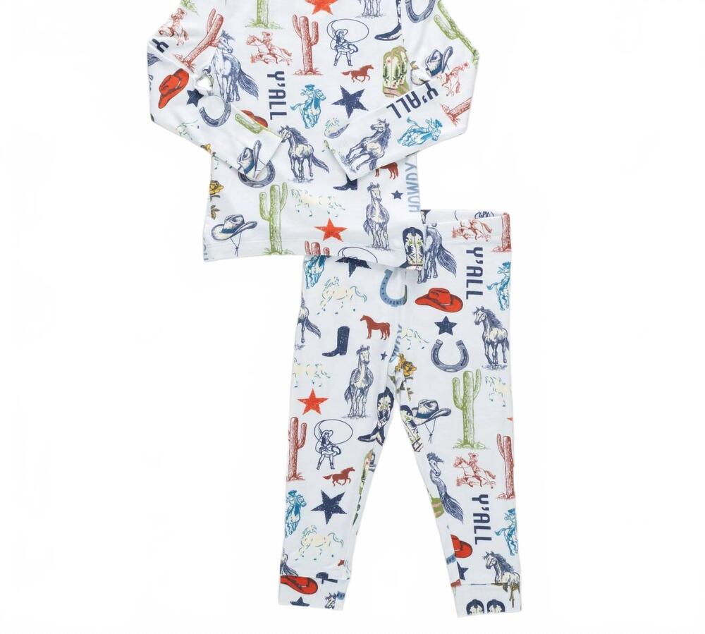 NEW PINK CHICKEN kids bamboo pajama set in western dreams